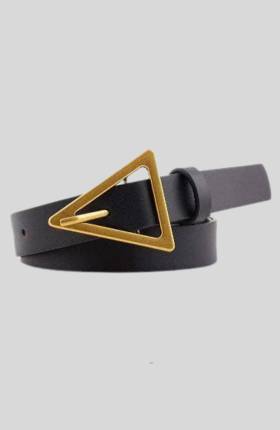Triangle buckle belt gold üçgen toklaı siyah kemer